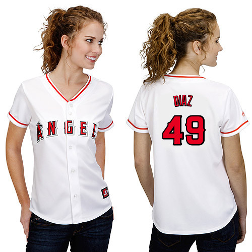 Jairo Diaz #49 mlb Jersey-Los Angeles Angels of Anaheim Women's Authentic Home White Cool Base Baseball Jersey